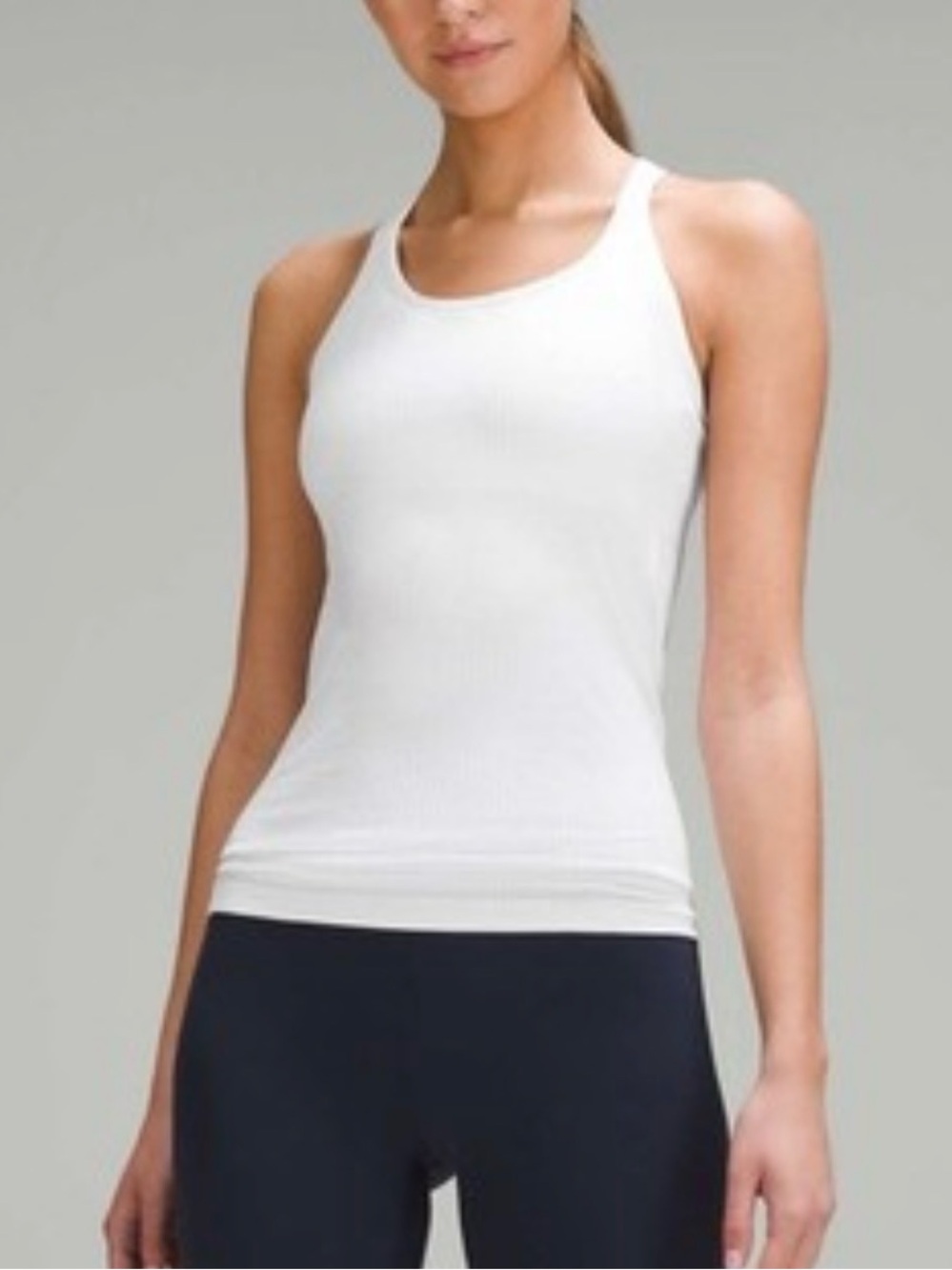 Lululemon White Ebb to Street Tank Top Size2 Ribbed Racerback Cropped Athleisure